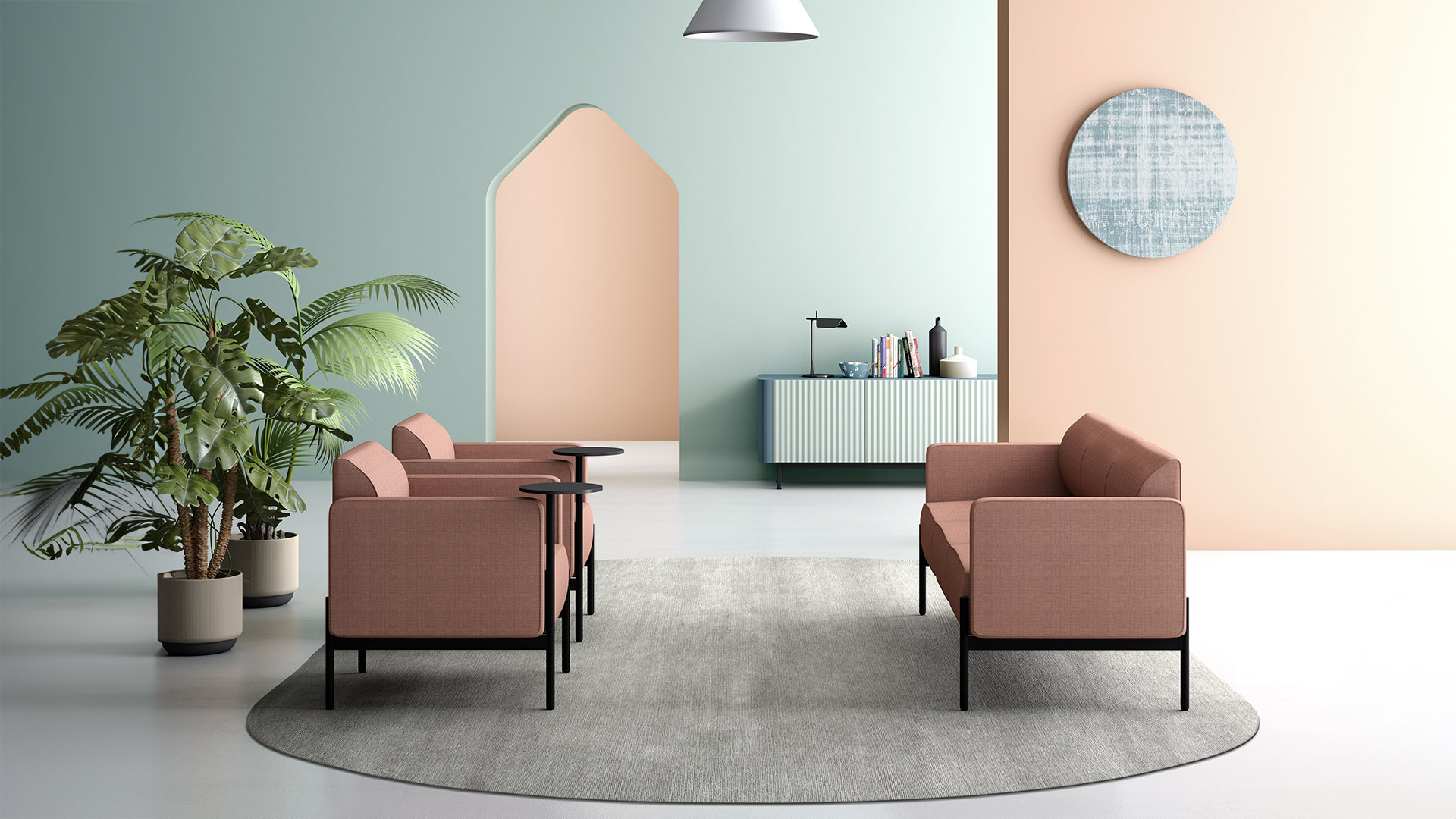 Fauteuil d'attente avec table integree Lia