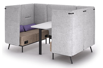 Canape de bureaux acoustiques avec table pour le coworking et le partage de bureau open space Around lab
